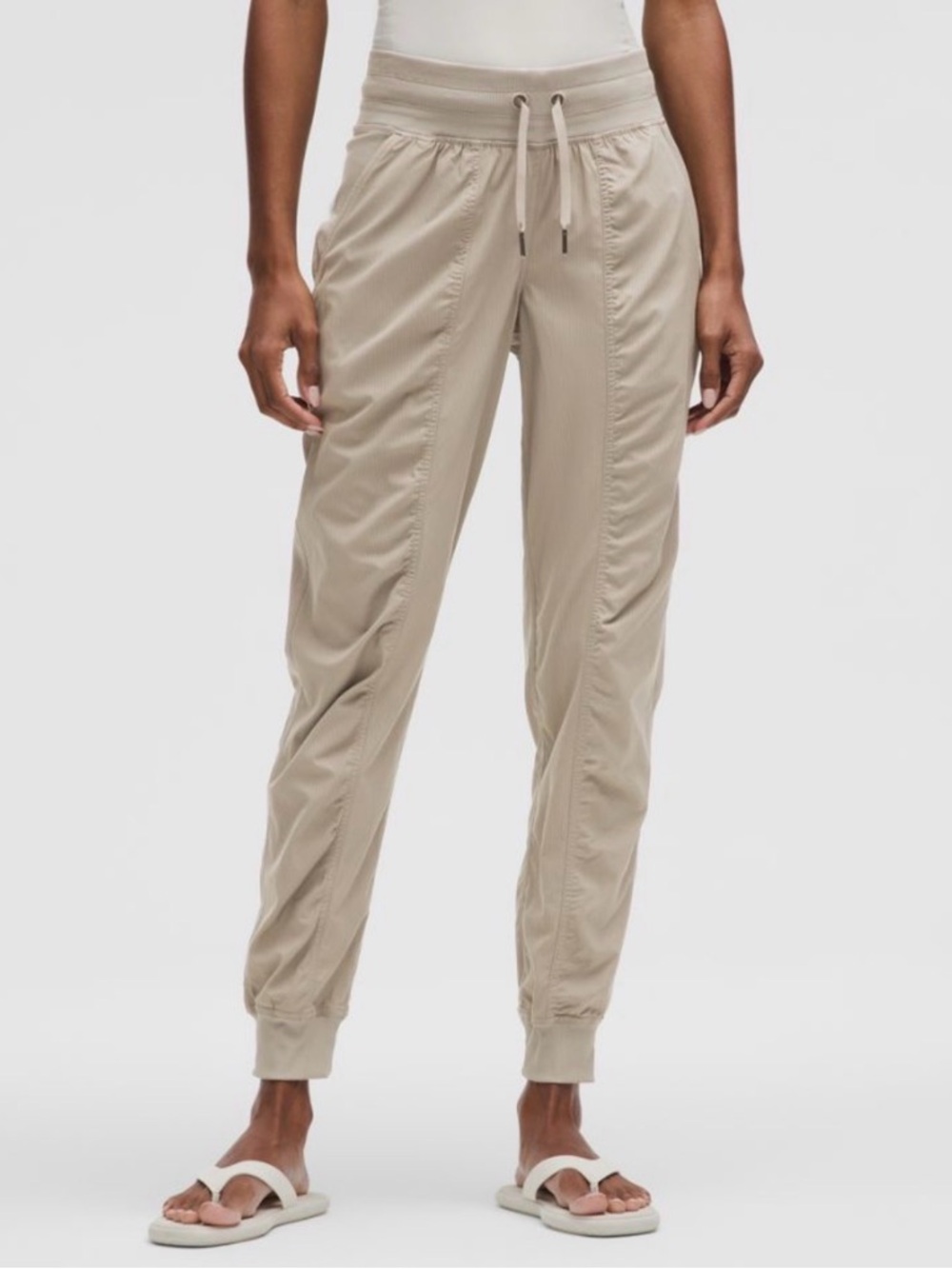 Lululemon Dance Studio Mid Rise Joggers, size 10, Bone (fully lined)
